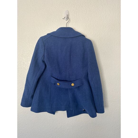 J Crew Majesty Stadium Cloth by Nello Gori Cobalt Blue Wool Pea Coat Size 0 - Picture 5 of 7